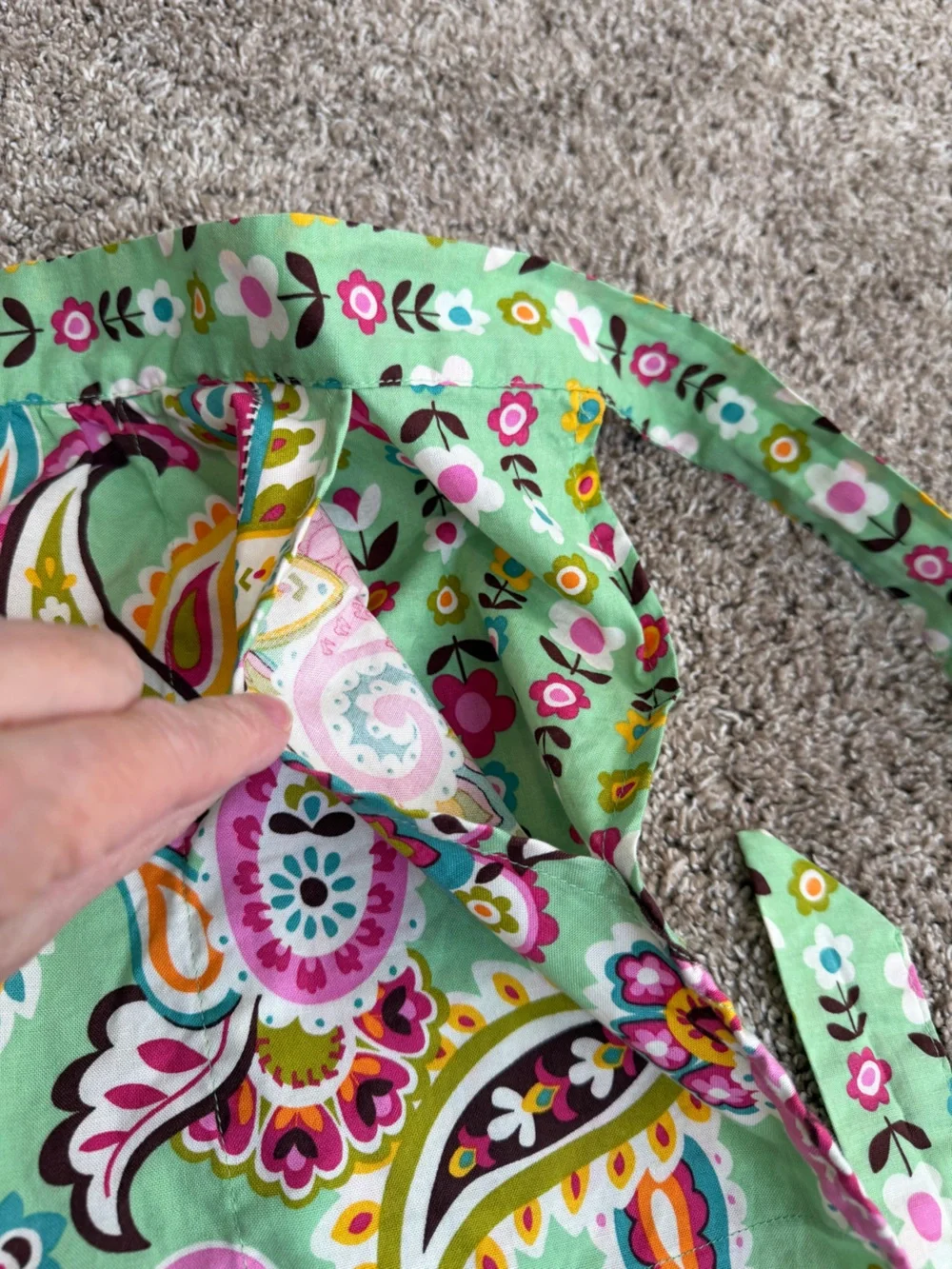 Vera Bradley Green Pink Daisy Tutti Frutti Paisley Waist Apron Retro Cottage